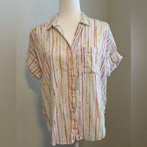 Westbound White Button Down Shirt with Colorful Stripes